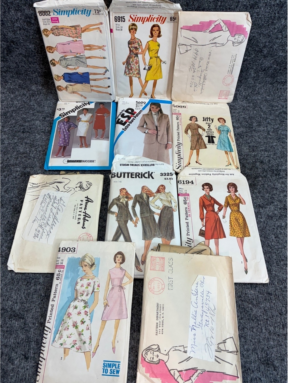 Vintage Sewing Patterns Lot for Women's Dresses and Suits
